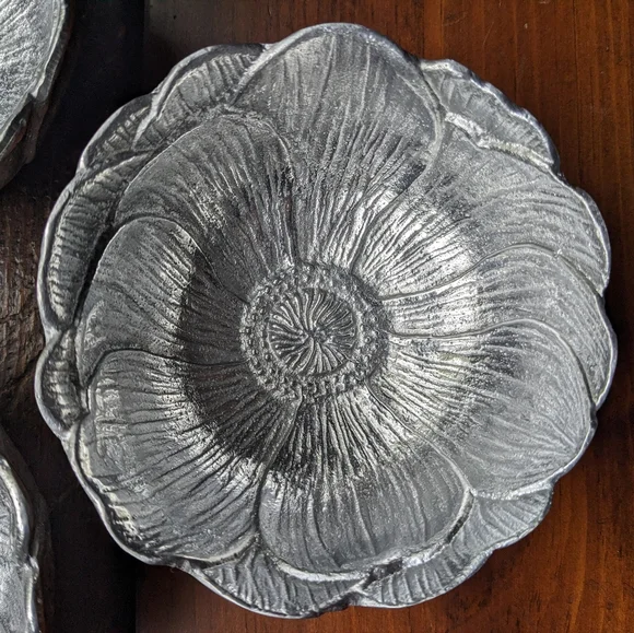 3 Martha Stewart Silver Floral Nut Bowls - Picture 2 of 12